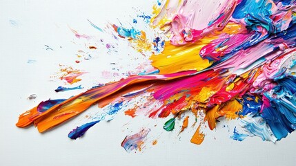 Vibrant Paint Splash Bursting Over White Canvas Background