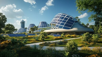 research center with solar panels 