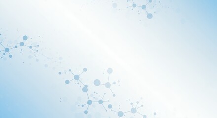 Abstract molecule structures on a light blue and white background