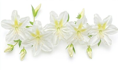 Obraz premium A beautiful arrangement of white azalea flowers with buds, showcasing nature's elegance
