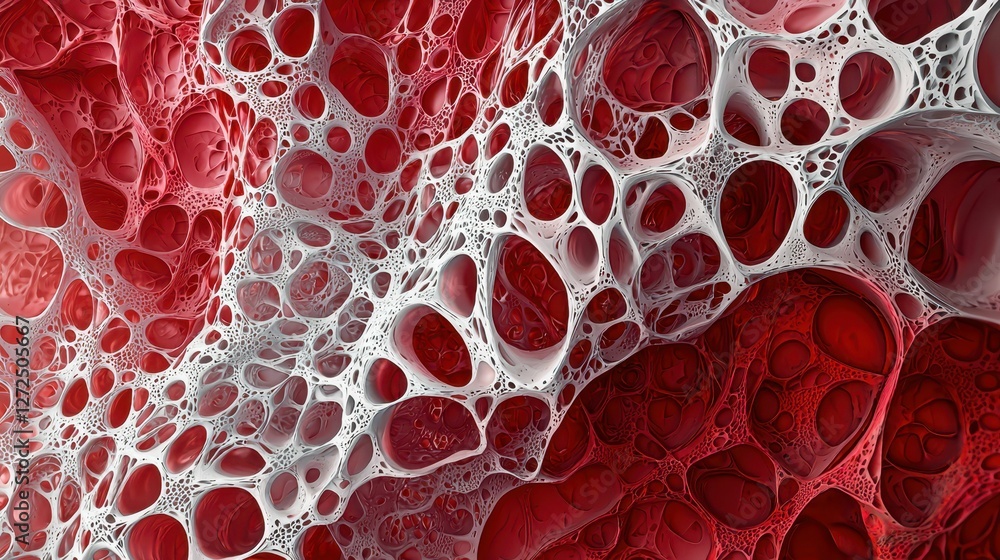 Poster abstract representation of tissue structure in red and white colors