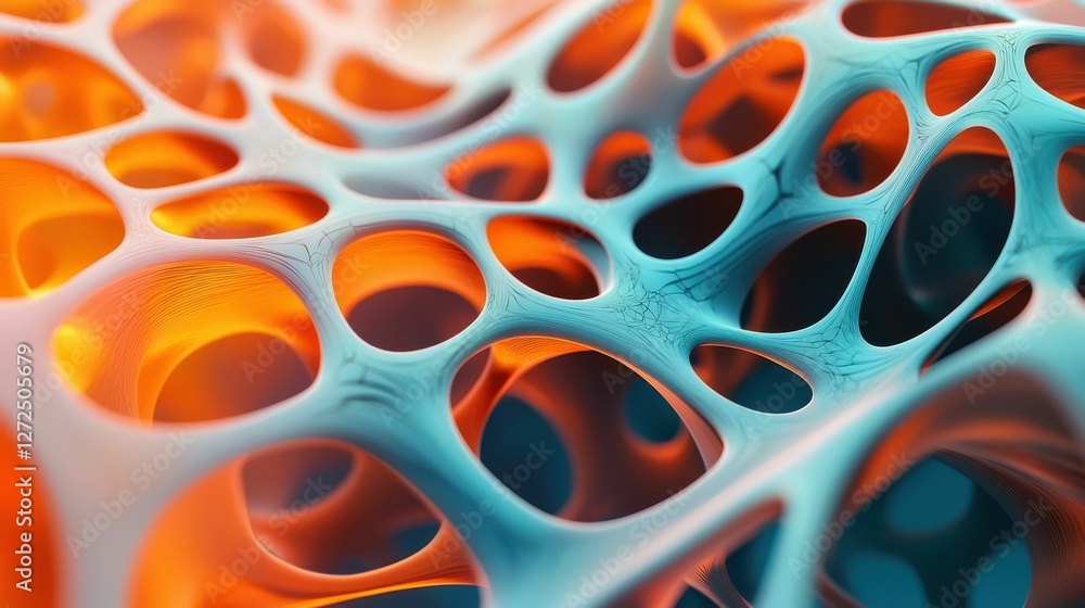 Poster abstract representation of tissue structure in vibrant colors