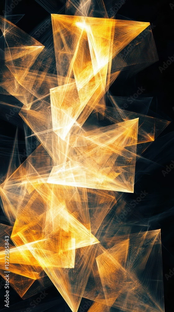 Poster abstract composition of illuminated geometric shapes and forms