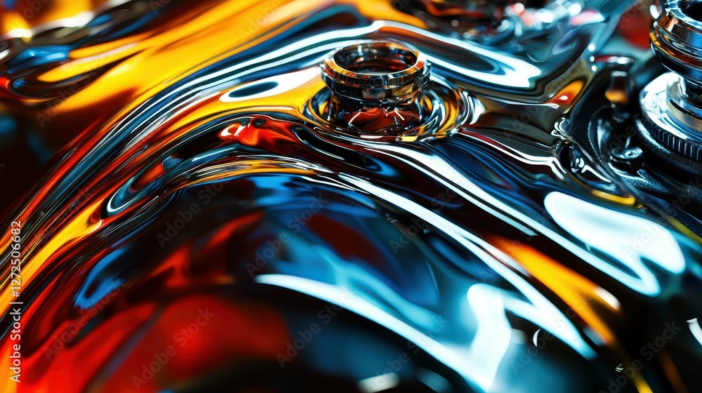 Poster artistic close-up of fluid engine oils in motion and texture