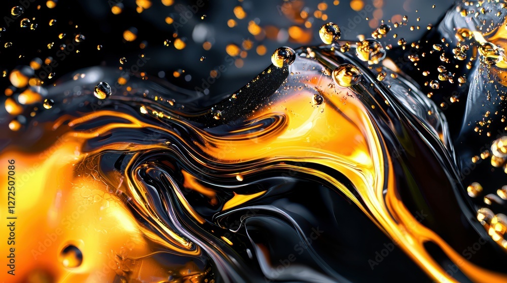 Poster artistic macro shot of engine oil with vivid color fluid dynamics