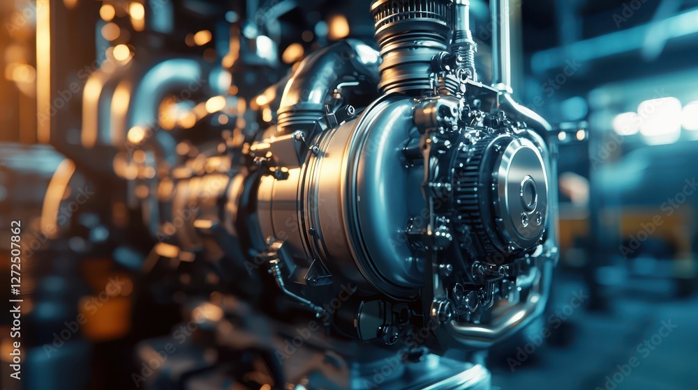 Aufkleber engine at work with visible protective layers in industrial setting