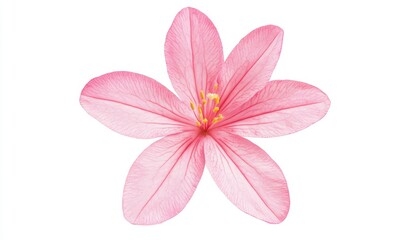 Fototapeta premium A delicate pink flower with intricate petal details against a clean white background, ideal for nature-themed designs