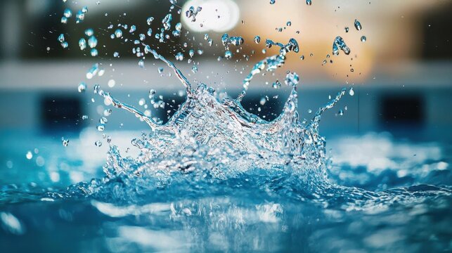 Energetic Splash of Water Captured in Dynamic Action Moment