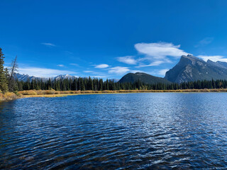 Vermilion Lake with Mountain Backdrop on a Clear Day