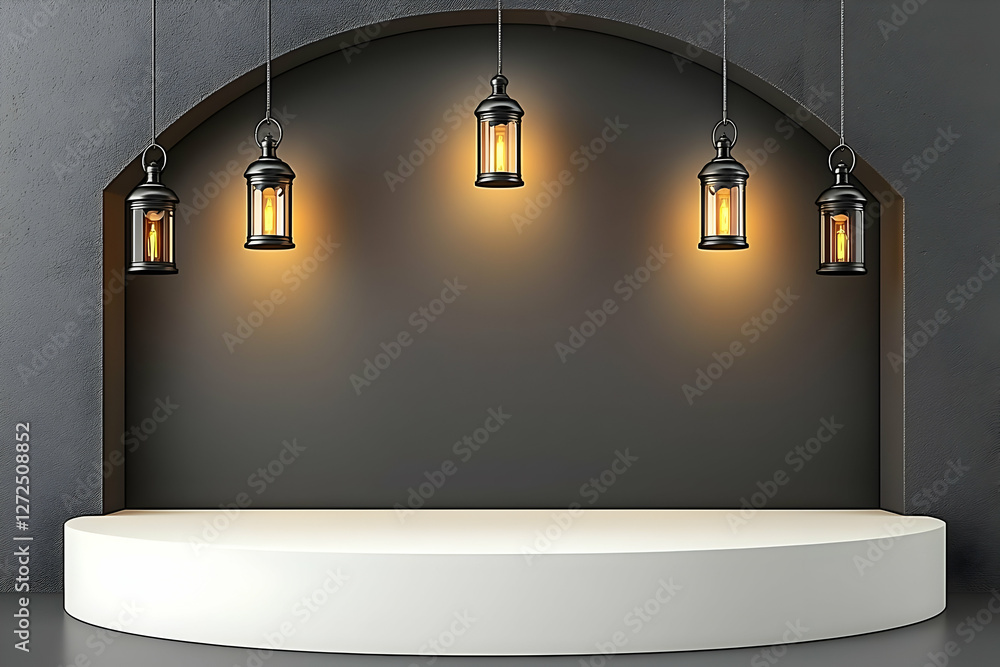 Poster elegant display platform with lights