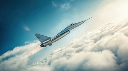 Fototapeta premium Ultra Modern Supersonic Jet Breaking the Sound Barrier in Flight