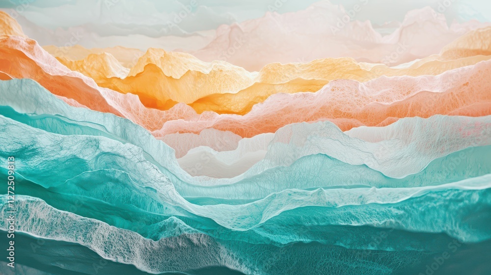 Poster surreal artistic rendering of colorful tissue layers in abstract form