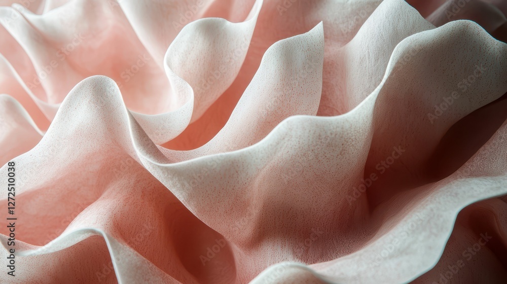 Poster close-up view of layered tissue exhibiting soft flow and texture