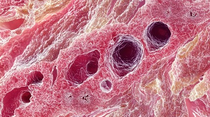 Detailed Microscopic Illustration of Blood Tissue Magnification