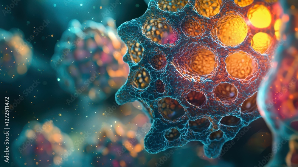 Poster high resolution image of regenerating tissue cells under microscope