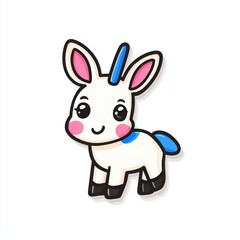 Obraz premium Adorable Cartoon Unicorn Character Illustration with Colorful Features and Cute Expression