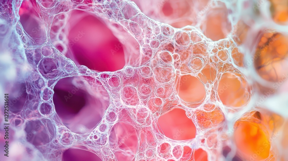 Poster intricate composition of connective tissue under colorful light display