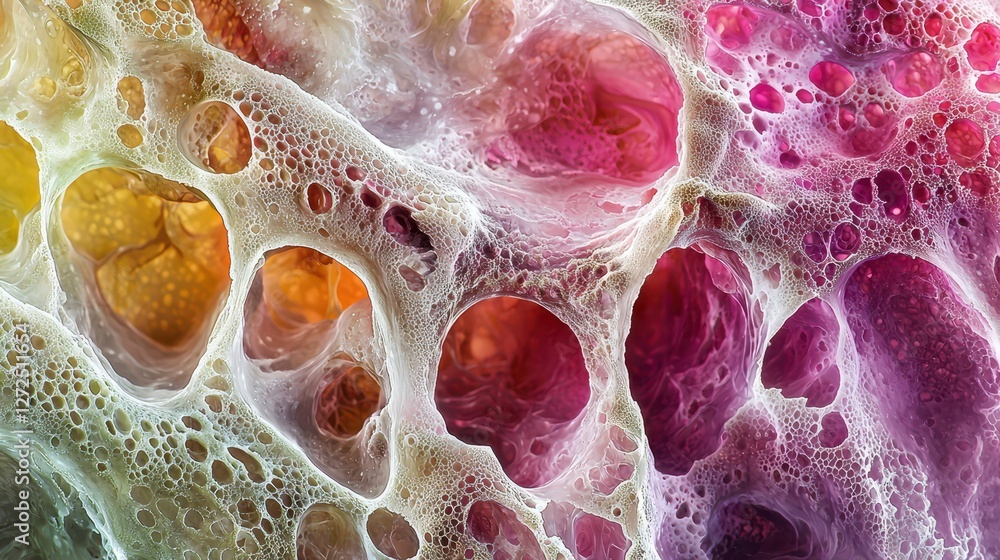 Poster intricate composition of connective tissue with colorful patterns