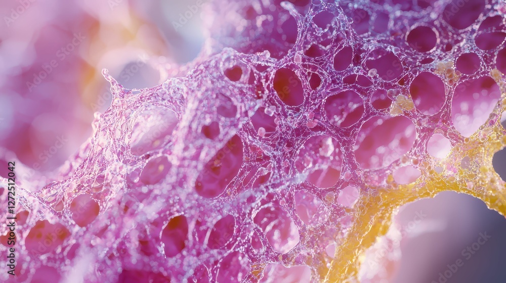 Poster close-up macro shot of colorful cellular tissue with unique structure