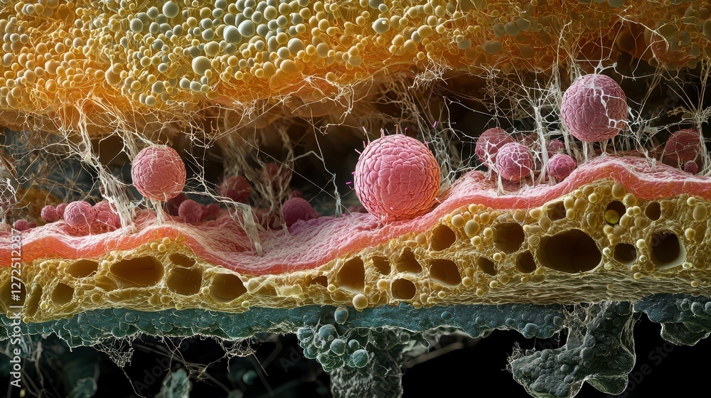 Poster modern biomedical tissue structure in detailed visual representation