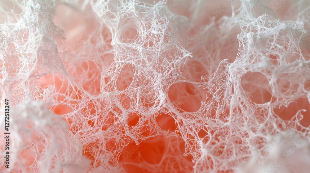 Poster surreal macro capture of tissue fibers merging in abstract design