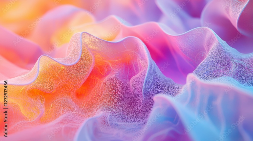 Poster vibrant digital rendering of tissue textures in soft colors and waves