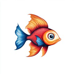 Fototapeta premium Colorful Animated Fish with Vibrant Fins Swimming in a Cartoon Style for Creative Projects and Designs