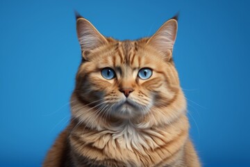 there is a cat that is sitting on a blue surface