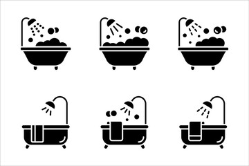 Bathtub icon set trendy design template, on white background.