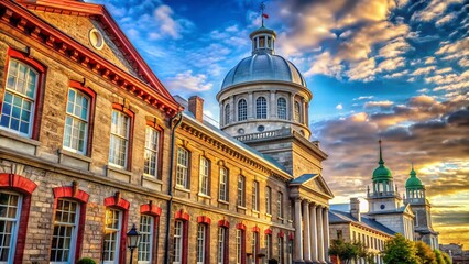 Montreal Bonsecours Market Building Exterior, High-Resolution Stock Photo