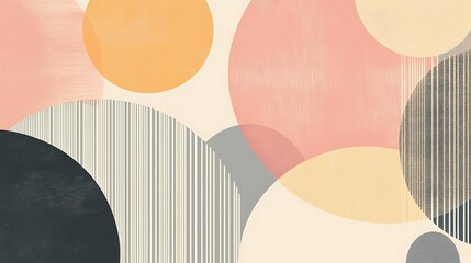 Abstract pastel circles and stripes modern art design