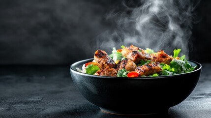 Delicious Steaming Grilled Meat Salad