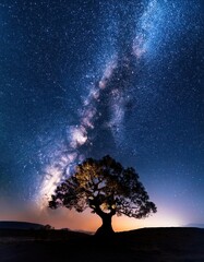 Generated Image of a Majestic Tree Under the Milky Way