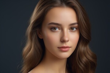 Naklejka premium a close up of a woman with long hair and a white top