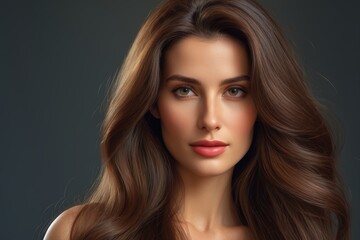 Naklejka premium arafed woman with long brown hair and a pink lip