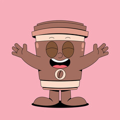 Happy coffee cup cartoon