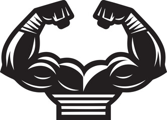 Arms Biceps Gym Bodybuilder silhouette, Muscular bodybuilder biceps vector silhouette on isolated white background. 