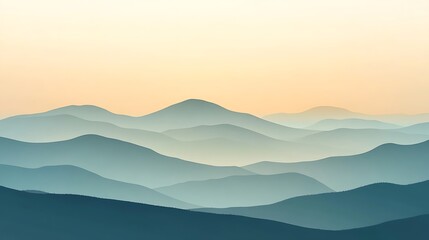 Serene Layers Of Misty Mountains At Sunset