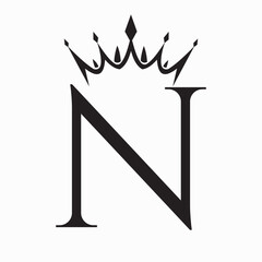 Initial Letter N Crown Logo Concept For Fashion and Beauty Symbol Vector Template