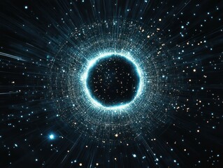 Glowing cosmic ring, space travel, stars, nebula, background, science fiction, abstract art, VFX