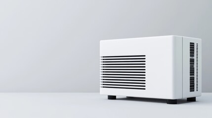 Modern White Air Conditioner Unit Against Plain Background for Interior Design or Home Appliance Concepts