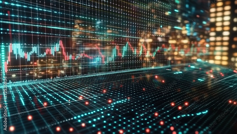 Aufkleber visualizing market trends: data analysis with dynamic charts and grids for financial insights.