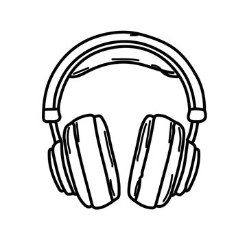 black and white headphones simple design clip art preview
