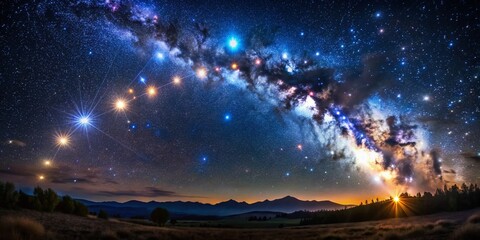 Night Photography: Lira Constellation, Starry Sky, Celestial, Long Exposure, Dark