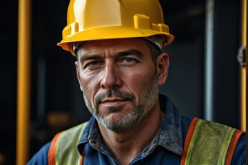 arafed construction worker in a hard hat and vest