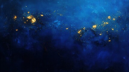 Abstract blue background with gold accents, textured and rich in color. Ideal for luxury, cosmic, or celestial themes, evokes mystery and elegance.