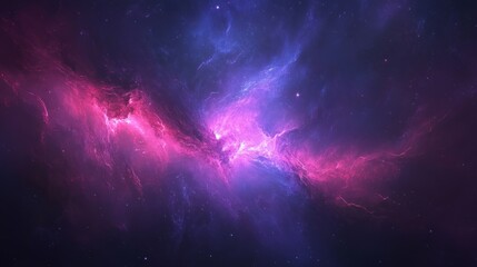 Naklejka premium Cosmic Nebula Pink Purple Starry Space Scene