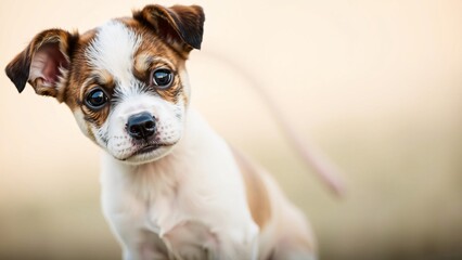 Adorable Puppy with Big Eyes Tilting Head Curiously