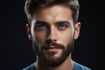 Obraz premium arafed man with a beard and blue eyes looking at the camera
