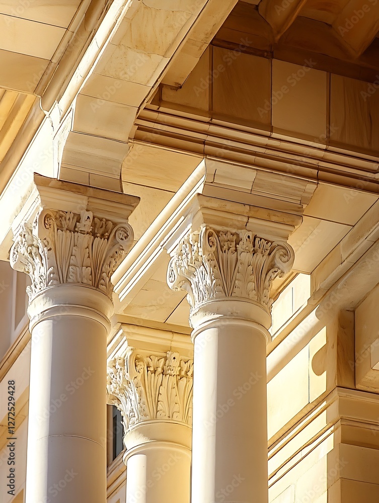 Aufkleber architectural detail showcasing classic columns with intricate designs and rich textures : generativ